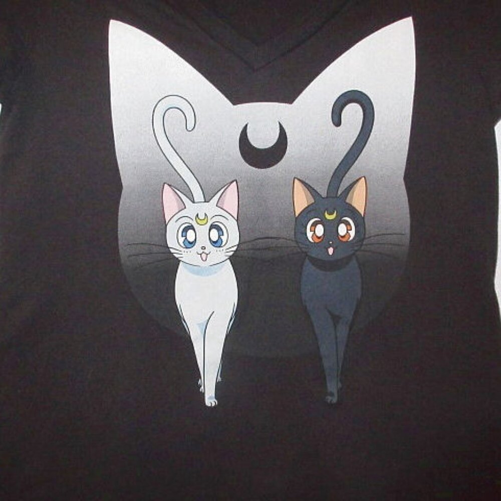 Sailor Moon Cats T-Shirt Size XL Artemis & Luna Manga Whimsigoth Baddie Moody - Picture 2 of 8